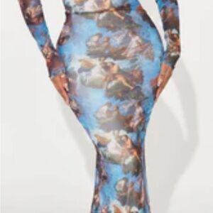 Angelic Mesh Maxi Dress - Blue/combo